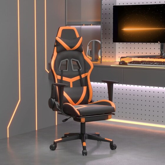Καρέκλα Gaming VIDAXL 345440 με Υποπόδιο από Τεχνητό Δέρμα - Μαύρο image 9