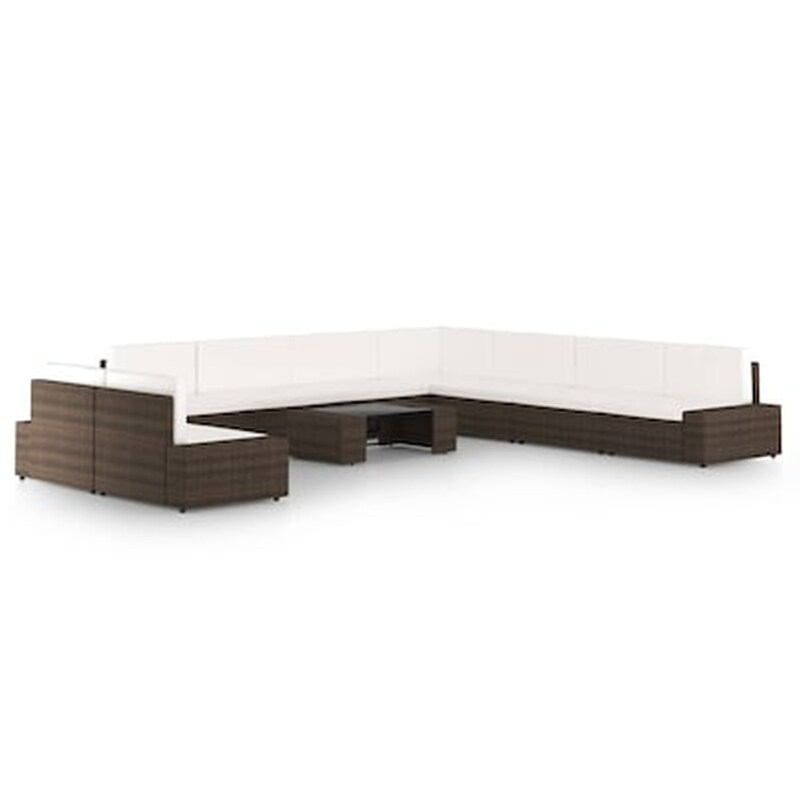 Vidaxl Σαλόνι Κήπου 10 Τεμαχίων Καφέ Από Συνθετικό Ρατάν Με Μαξιλάρια