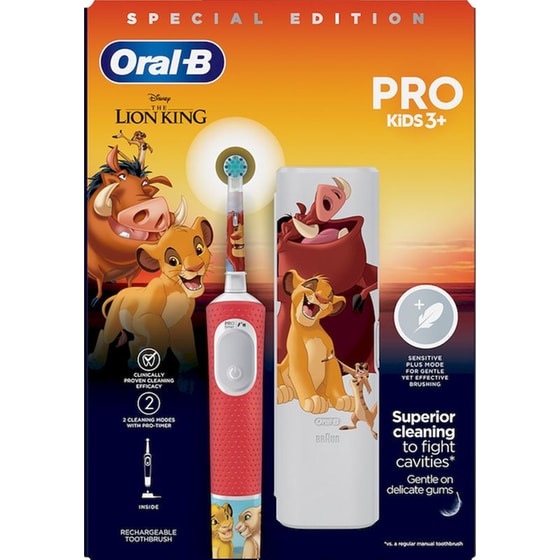 Ηλεκτρική Οδοντόβουρτσα Oral-B Pro Kids Lion King για Παιδιά 3+ Κόκκινη image 1