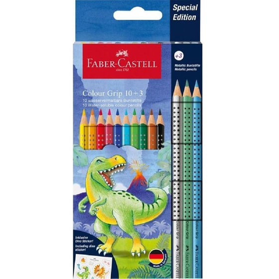 Ξυλομπογιές Ακουαρέλας Faber-Castell Metallic Grip Δεινόσαυροι image 0