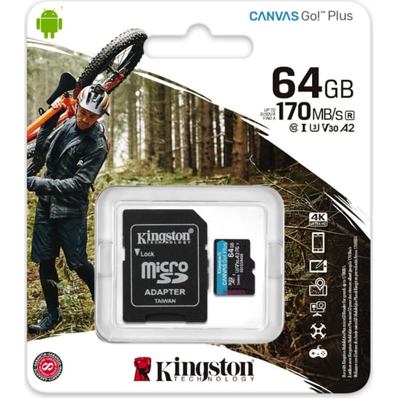 Kingston Canvas Go! Plus microSDXC 64GB Class 10 U3 V30 A2 UHS-I με αντάπτορα image 1
