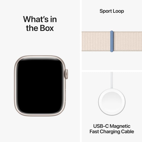 Apple Watch Series 9 Aluminium Starlight GPS 45mm - Starlight Sport Loop image 9