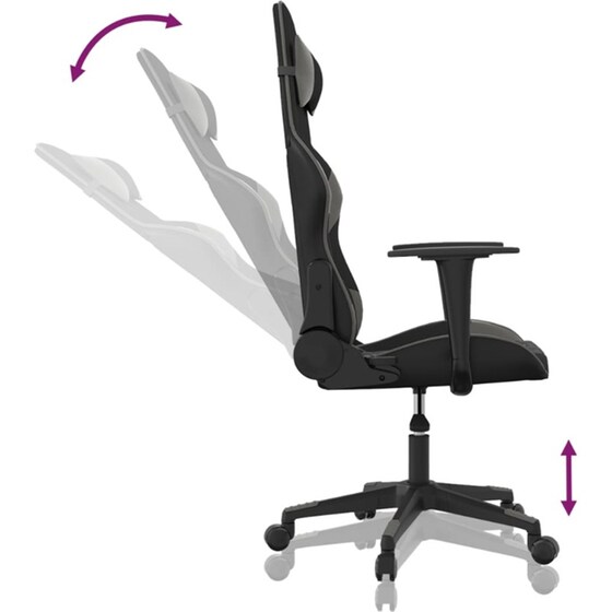 Καρέκλα Gaming VIDAXL 345515 από Τεχνητό Δέρμα - Γκρι image 4