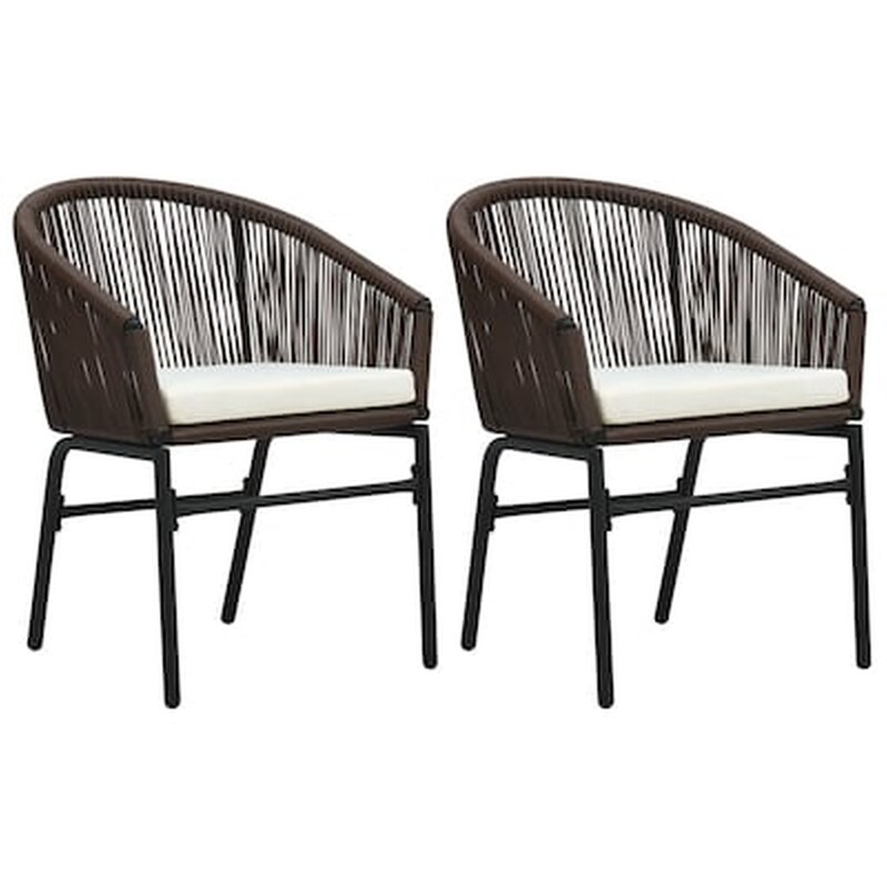 Καρέκλες Κήπου Vidaxl από Ρατάν Pvc 2 Τεμ. 58x58x78cm - Καφέ