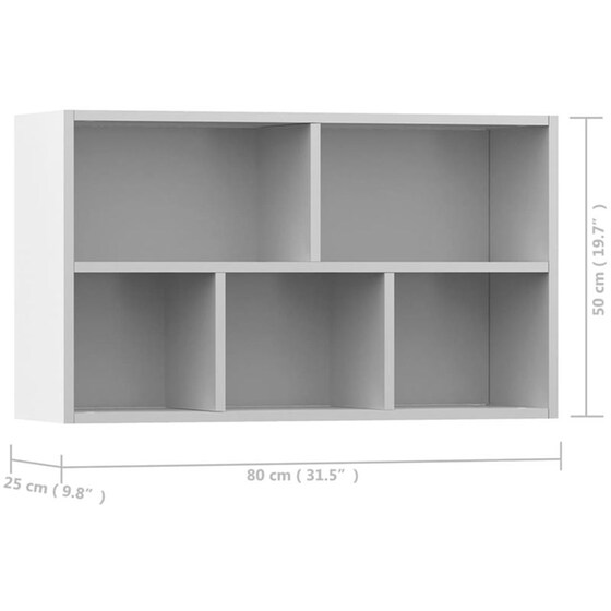 Βιβλιοθήκη VidaXL από Μοριοσανίδα 50x25x80 cm - Λευκό image 12