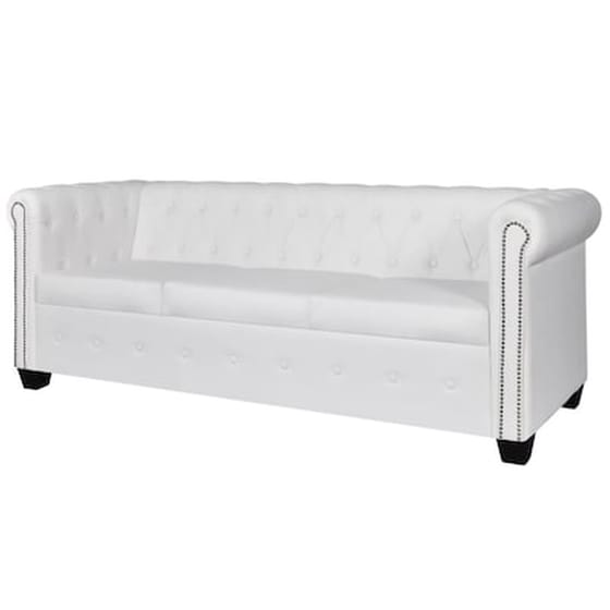 Τριθέσιος Καναπές VidaXL Chesterfield 200.5x76cm - Λευκό image 0