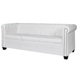 Τριθέσιος Καναπές VidaXL Chesterfield 200.5x76cm - Λευκό