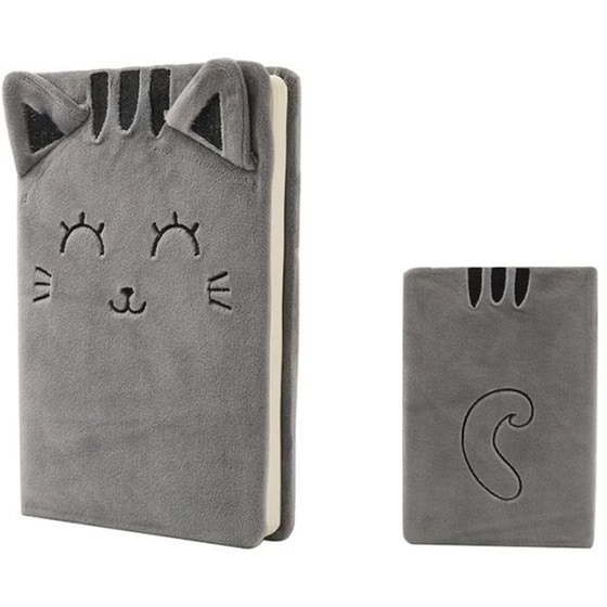 Σημειωματάριo i-Total Plush Α5 Grey Cat image 1