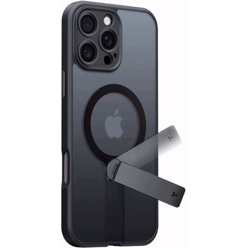 Θήκη Apple iPhone 16 - Torras Pstand Spin Case Ημιδιάφανη με MagSafe KickStand - Black