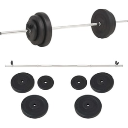 Σετ Ίσια Μπάρα Φ25mm 2kg VidaXL 91398 140 cm από Ατσάλι με 6 Δίσκους Βαρών 27.5kg και 2 Κολάρα