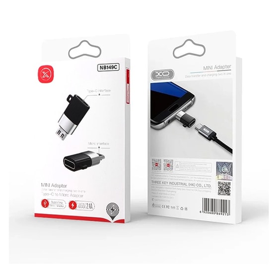 Αντάπτορας XO NB149-C USB-C Female σε micro-USB Male - Ασημί/Μαύρο image 1