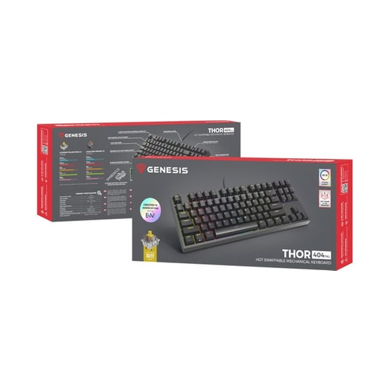 Genesis Thor 404 Gaming Μηχανικό Ενσύρματο USB Πληκτρολόγιο RGB Μαύρο (US) image 11