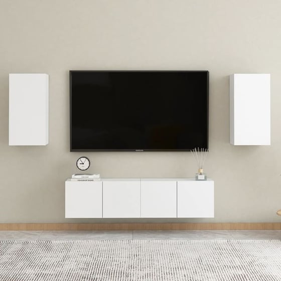 Έπιπλα Τηλεόρασης VidaXL Μοριοσανίδα 4 Τμχ 60x30x30cm - Λευκό image 2