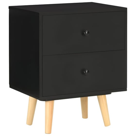 Κομοδίνο Vidaxl Από Μασίφ Ξύλο Πεύκου 2τμχ 40x30x50 cm - Μαύρο image 3