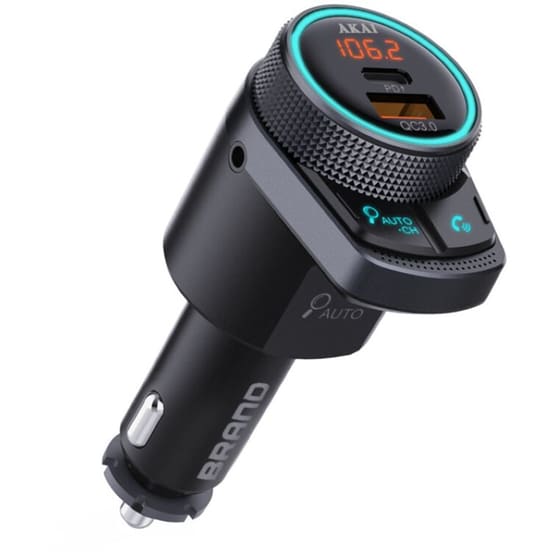 Συσκευή FM Transmitter και Φορτιστής Αυτοκινήτου Akai FMT-80BT - Μαύρο image 3