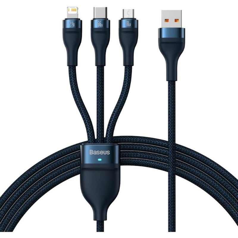 Baseus Καλώδιο CASS040003 USB-A σε USB-C/Lightning/micro USB 1.20m Μπλε