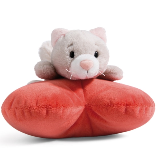 Λούτρινο NICI Soft Toy Cat lying on heart Fluffy (13cm) image 0