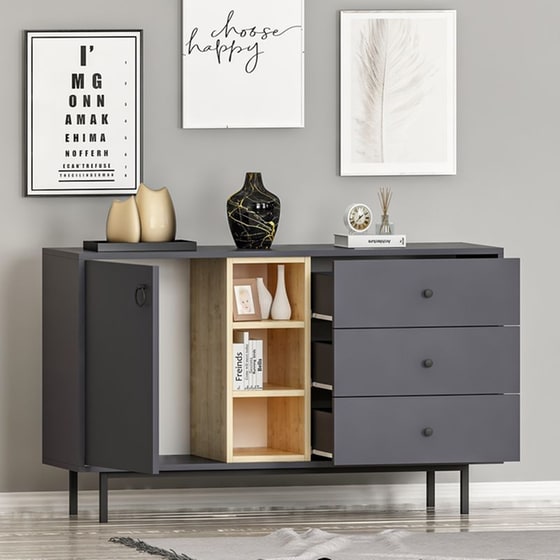 Μπουφές 24Mall Bigio από Μοριοσανίδα 130x40x48.6 cm - Ανθρακί image 1