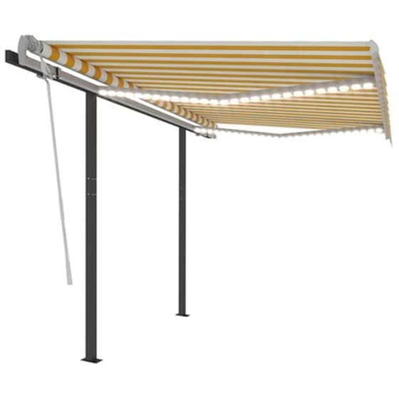 Τέντα Vidaxl Συρόμενη Χειροκίνητη με LED 3x2.5m - Λευκό/Κίτρινο image 5