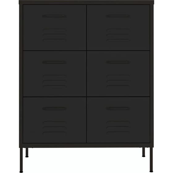Συρταριέρα Γραφείου VidaXL από Ατσάλι 80x35x101.5 cm - Μαύρο image 2
