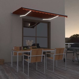 Τέντα Vidaxl Συρόμενη Χειροκίνητη με LED 300x250cm - Πορτοκαλί/Καφέ