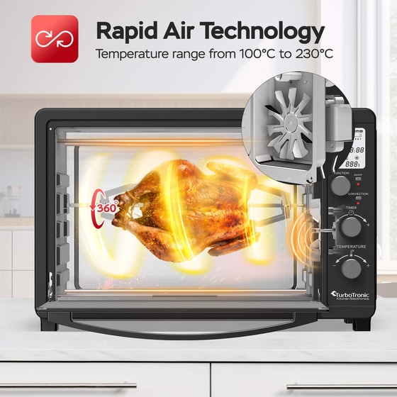 TURBOTRONIC TT-DEV45 45 Lt Μαύρο Ηλεκτρικό Φουρνάκι image 9