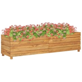 Vidaxl Ζαρντινιέρα 150x40x38 Εκ. Από Ανακυκλωμένο Ξύλο Teak Και Ατσάλι
