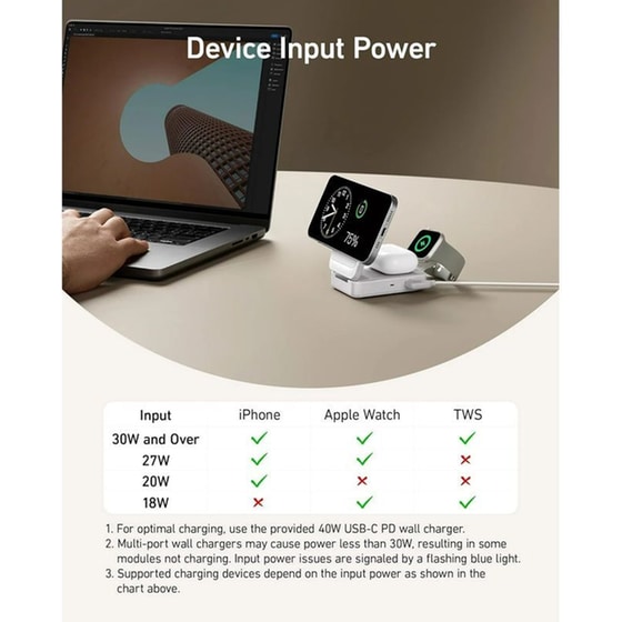 Ασύρματος Φορτιστής ANKER MagGo 3-in-1 Charging Station Qi2 Certified 15W - White image 5