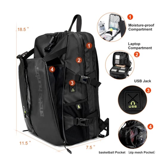 Τσάντα Laptop Arctic Hunter B00391 15.6" Αδιάβροχη - Μαύρο image 3