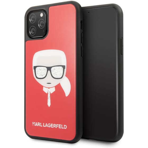 Θήκη Karl Lagerfeld iPhone 11 Pro Max - Karl Lagerfeld Glitter Head Double Layer Hard Case - Red image 2