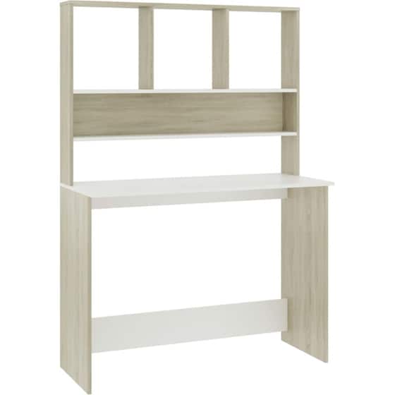 Γραφείο VidaXL με Ράφια από Μοριοσανίδα 110x45x157 cm - Λευκό/Sonoma Δρυς image 0
