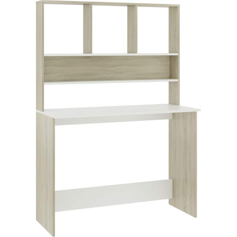 Γραφείο VidaXL με Ράφια από Μοριοσανίδα 110x45x157 cm - Λευκό/Sonoma Δρυς