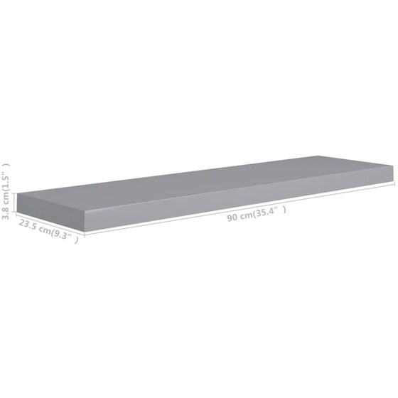 Ράφια Τοίχου VidaXL από MDF 90x23.5x3.8 cm 2 Τμχ - Γκρι image 7