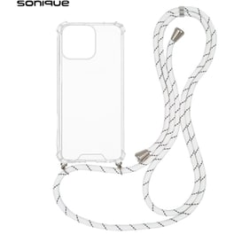 Θήκη Apple iPhone 16 Pro Max - Sonique Armor Clear Θήκη Σιλικόνης με Κορδόνι - Rainbow Λευκό