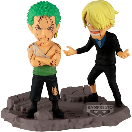 Banpresto World Collectable Figure Log Stories: One Piece - Roronoa Zoro & Sanji Figures (8cm) (29523) image 0
