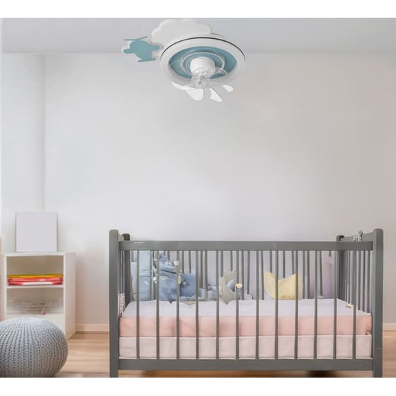 ΕUROLAMP 300-25056 Παιδικός Ανεμιστήρας Οροφής  Με Φως Led  Τηλεχειριστήριο 50εκ. Αεροπλανάκι 15W Μπλε image 1