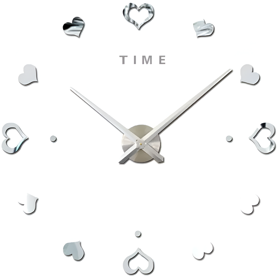 Αυτοκόλλητο Αναλογικό Ρολόι Τοίχου LC6014 60-110 cm - Ασημί image 0