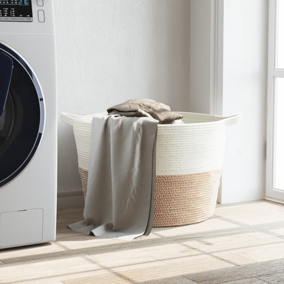 Καλάθι Απλύτων VidaXL Βαμβακερό 60x36cm - Καφέ/Λευκό image 5