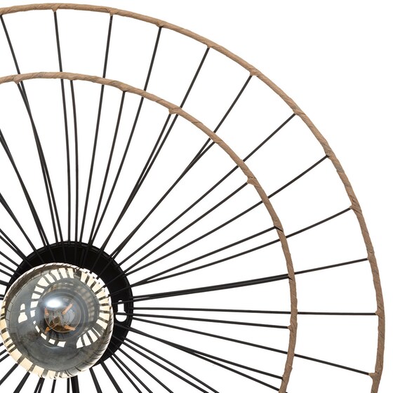 Απλίκα Τοίχου Spitishop με Φις Πρίζας Μεταλλική Φ45x11 cm - Μαύρη/Μπεζ image 3