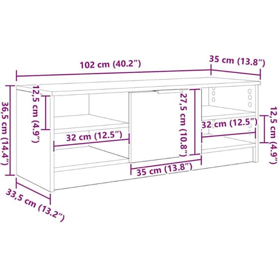 Έπιπλο Τηλεόρασης VidaXL 102 x 35 x 36,5 cm - Artisan Δρυς image 11