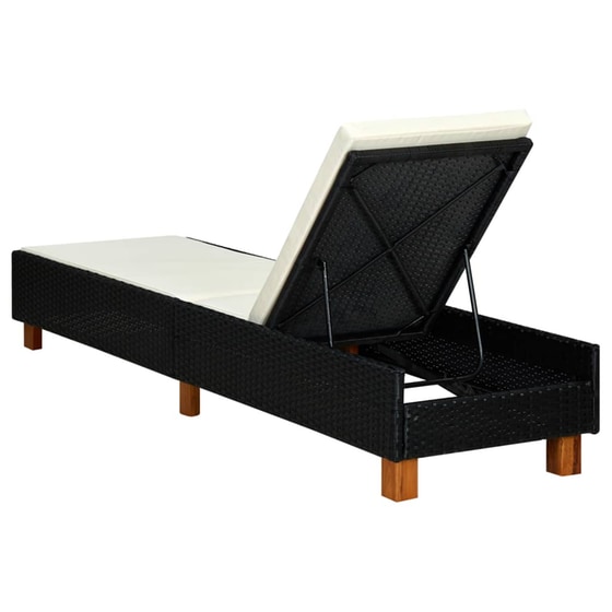 Ξαπλώστρα VidaXL από Συνθετικό Ρατάν 200x55x30-72.5 cm - Μαύρη/Κρεμ image 1