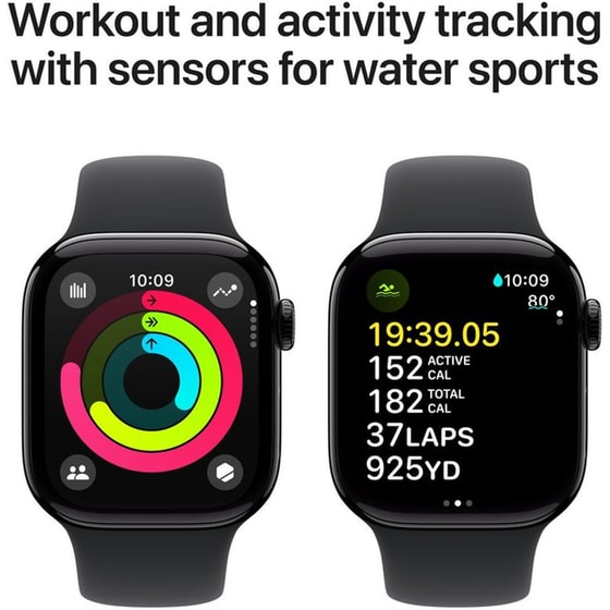 Apple Watch Series 10 GPS 42mm Jet Black Aluminium Case with Black Sport Band - M/L image 3