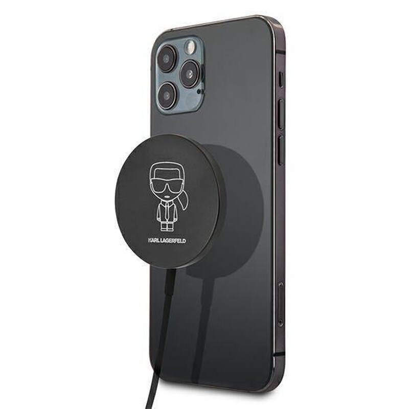KARL LAGERFELD Ασύρματος Φορτιστής Karl Lagerfeld Magsafe και Καλώδιο USB-C 15W - Μαύρο
