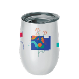 Κούπα Θερμός Chic Mic Digital Flowers Bioloco από Ανοξείδωτο Ατσάλι 420ml - Λευκό