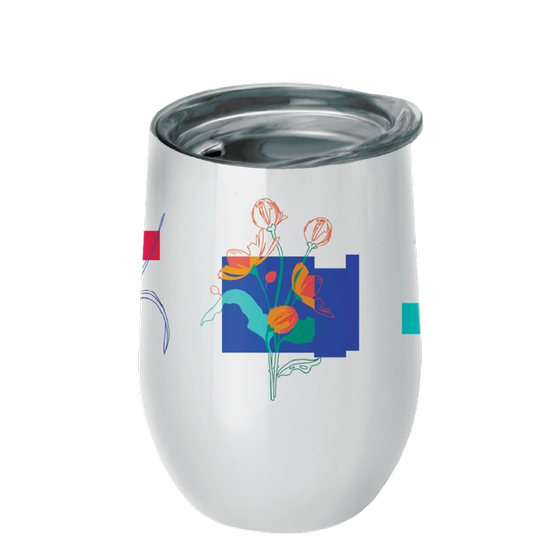 Κούπα Θερμός Chic Mic Digital Flowers Bioloco από Ανοξείδωτο Ατσάλι 420ml - Λευκό image 0