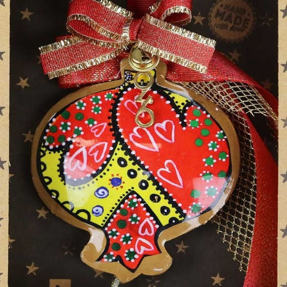 Γούρι Synchronia&nbsp;Ρόδι&nbsp;Boho &nbsp;Μεταλλλικό&nbsp;Καρδιές image 2