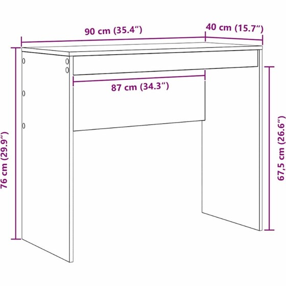 Γραφείο VidaXL 90x40x76 cm - Γκρι Sonoma image 8