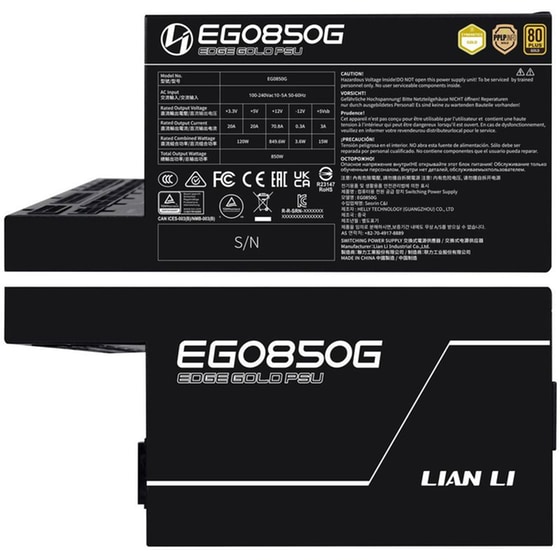 Τροφοδοτικό Υπολογιστή Lian Li Edge Gold 850W Full Modular 80+ Gold - Μαύρο image 2