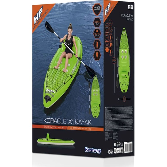 Καγιάκ Φουσκωτό Μονοθέσιο Bestway Hydro-Force Koracle 285cm - Πράσινο image 13