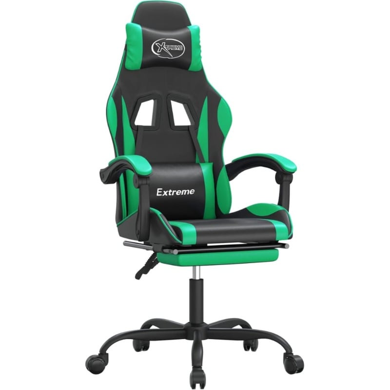 Καρέκλα Gaming VIDAXL 349582 με Υποπόδιο από Τεχνητό Δέρμα - Μαύρο